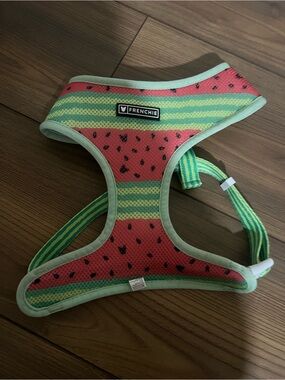 Frenchie Watermelon Stripe Small Dog Harness - Pink & Green XL